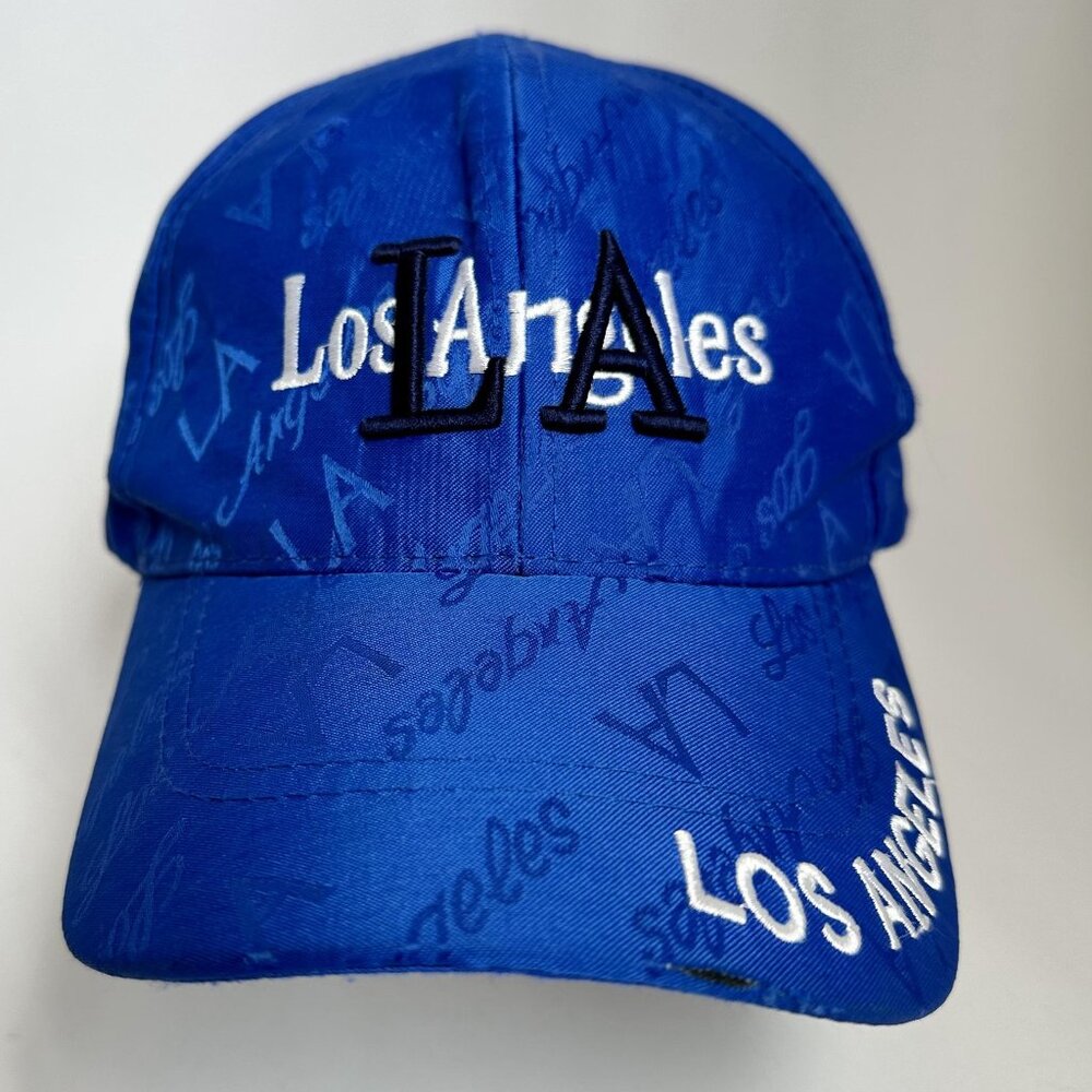 LA Los Angeles Baseball Hat Embroidered Logo Adjustable Strap Back Cap Blue